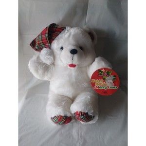 VINTAGE Cuddle Wit Teddy Bear Felt Tongue White Stuffed Animal 14" Plush 1988